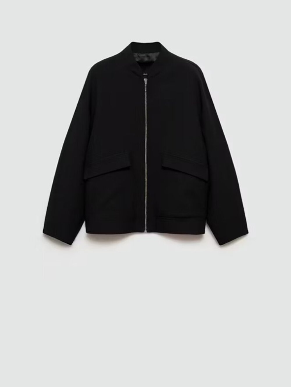 Mango Oversized Black Bomber Jacket